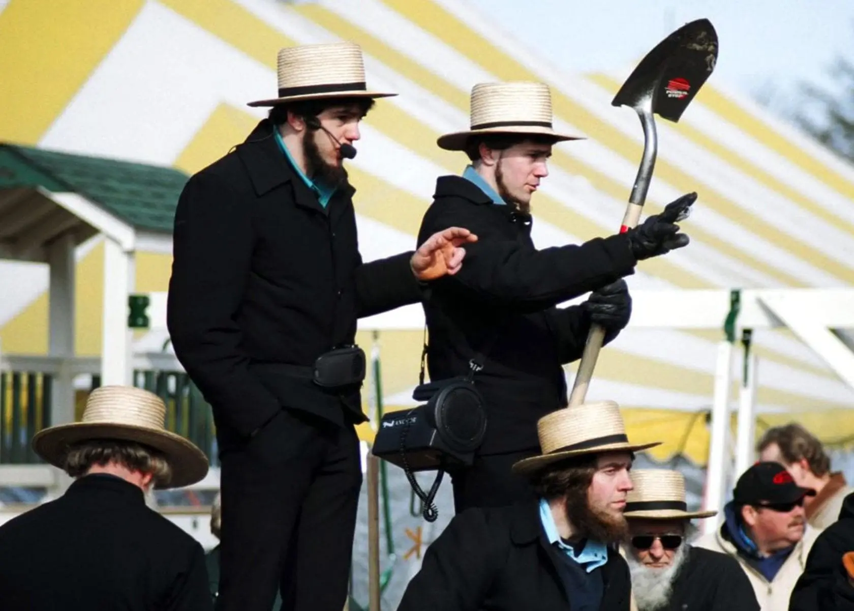 Two Amish men at a Mud Sale in Lancaster County