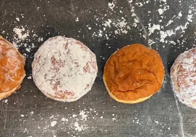 4 homemade fasnachts sitting on a table